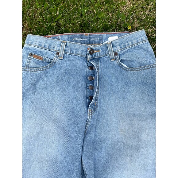 Eddie Bauer Loose Fit Button Fly Jeans Womens 12T Light Wash High Rise  90s - Picture 4 of 7